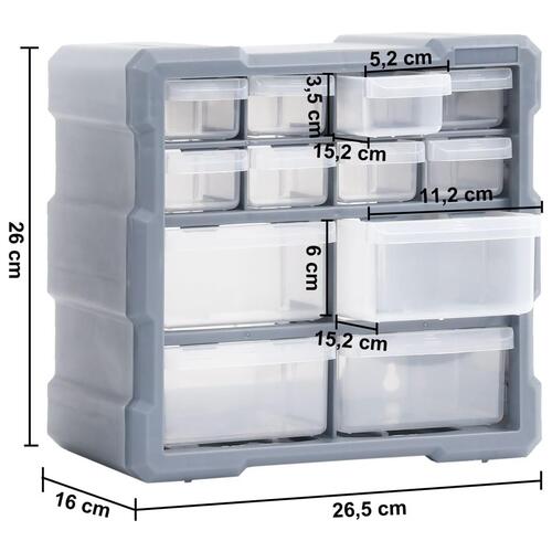Skuffereoler med 12 skuffer 2 stk. 26,5x16x26 cm