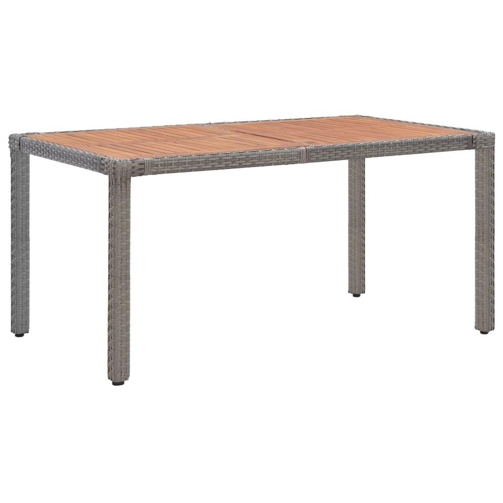 Havebord 150x90x75 cm polyrattan og massivt akacietræ grå