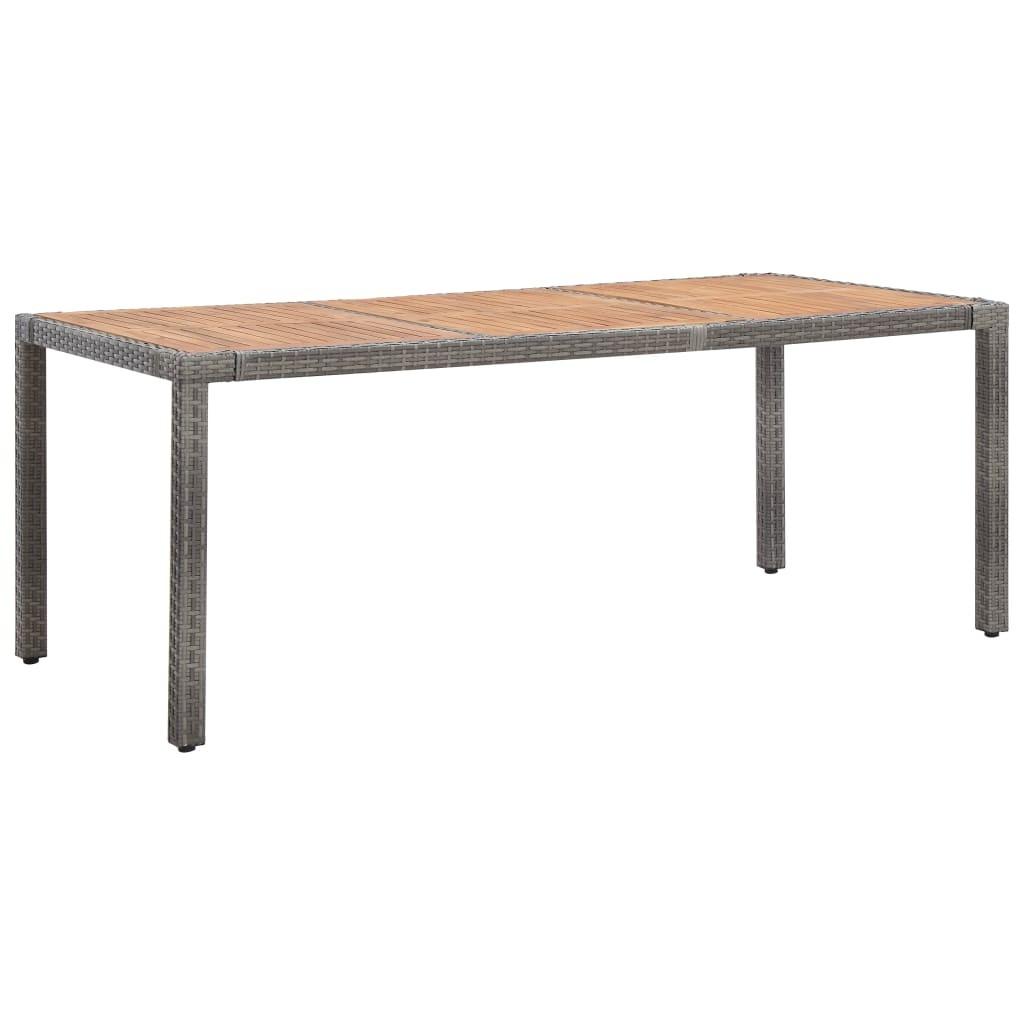 Havebord 190x90x75 cm polyrattan og massivt akacietræ grå