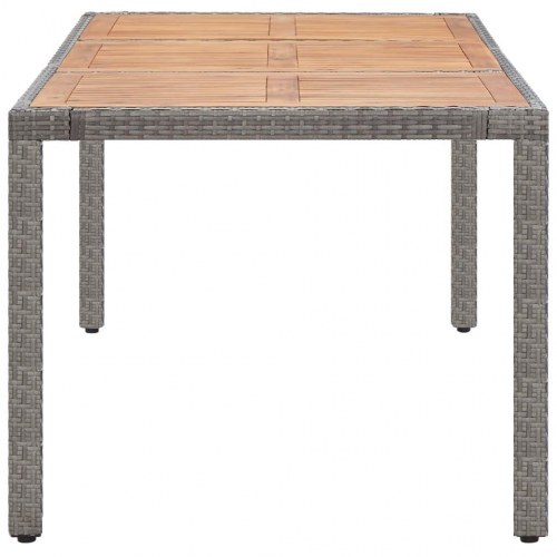 Havebord 190x90x75 cm polyrattan og massivt akacietræ grå