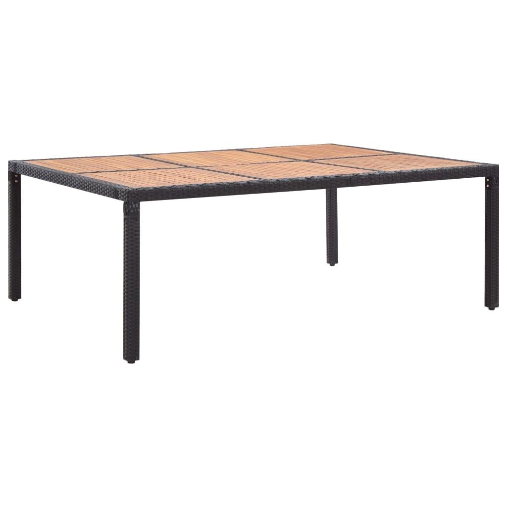 Havebord 200x150x74 cm polyrattan og akacietræ sort
