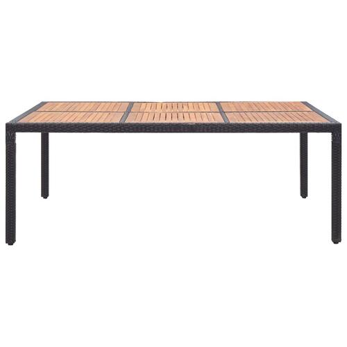 Havebord 200x150x74 cm polyrattan og akacietræ sort