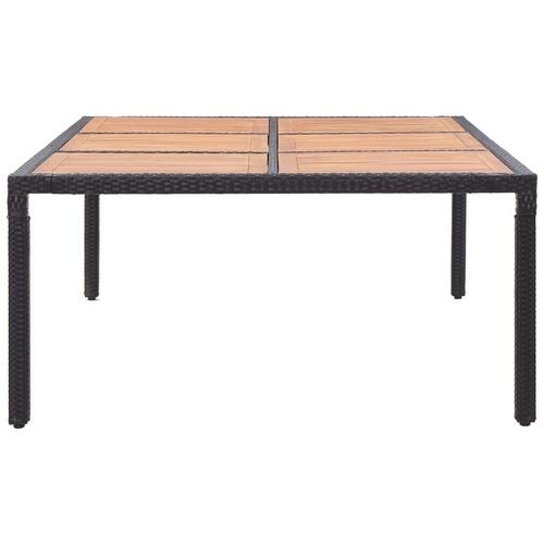 Havebord 200x150x74 cm polyrattan og akacietræ sort
