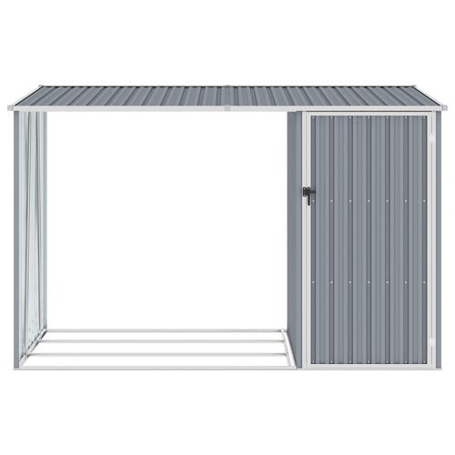 Brændeskur 245x98x159 cm galvaniseret stål grå