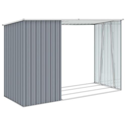 Brændeskur 245x98x159 cm galvaniseret stål grå