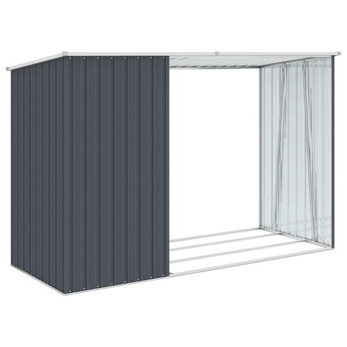 Brændeskur 245x98x159 cm galvaniseret stål antracitgrå