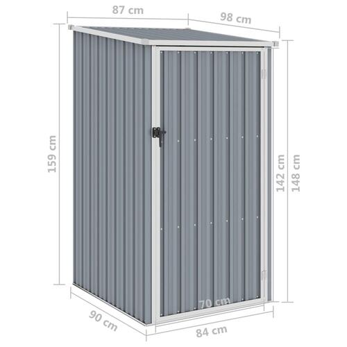 Haveskur 87x98x159 cm galvaniseret stål grå