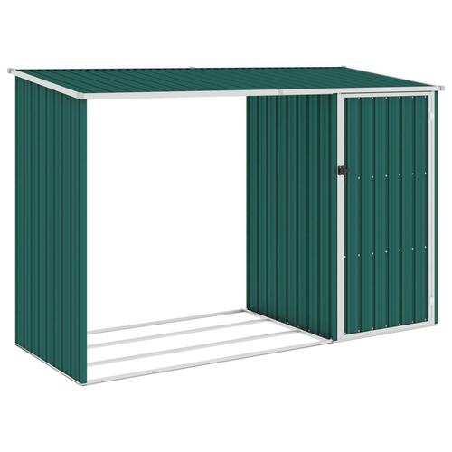 Brændeskur 245x98x159 cm galvaniseret stål grøn