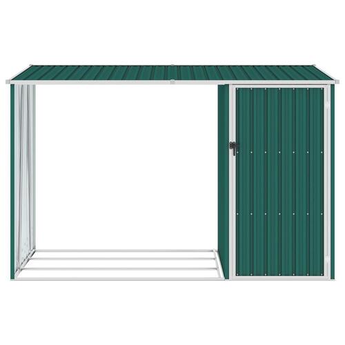 Brændeskur 245x98x159 cm galvaniseret stål grøn