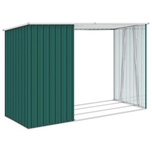 Brændeskur 245x98x159 cm galvaniseret stål grøn