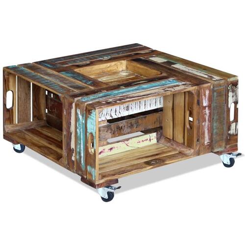 Sofabord 70x70x35 cm massivt genbrugstræ