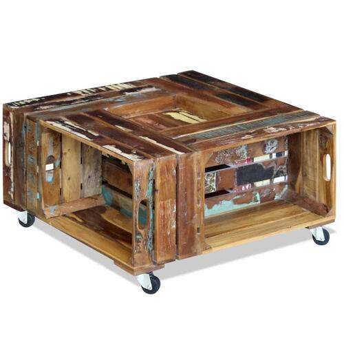 Sofabord 70x70x35 cm massivt genbrugstræ