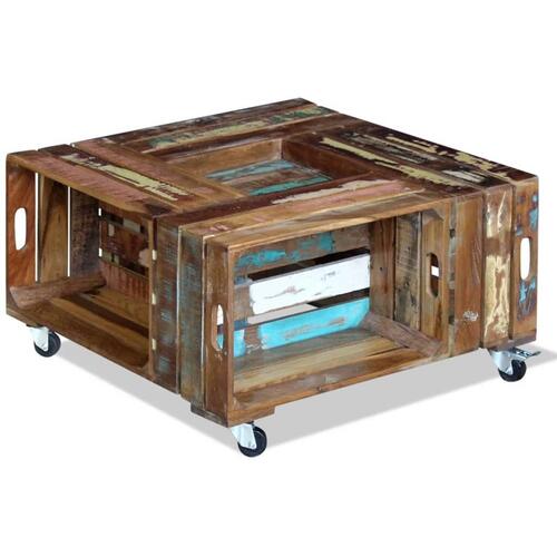 Sofabord 70x70x35 cm massivt genbrugstræ