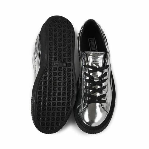 Sportssneakers til damer Puma Basket Platform Metallic Lysegrå 36