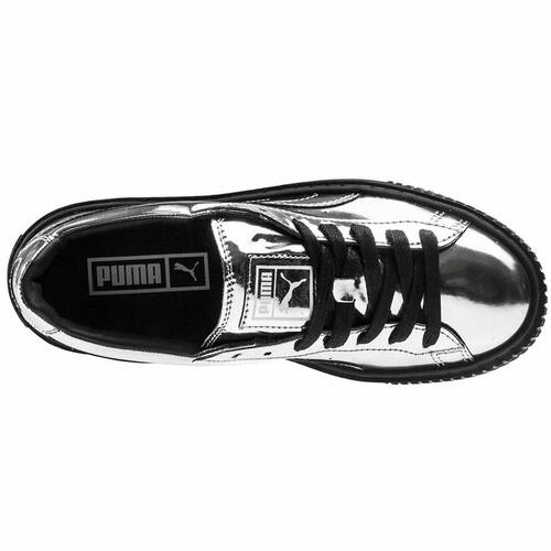 Sportssneakers til damer Puma Basket Platform Metallic Lysegrå 36