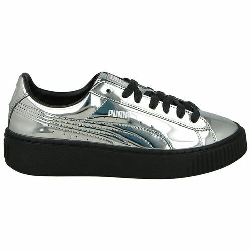 Sportssneakers til damer Puma Basket Platform Metallic Lysegrå 36