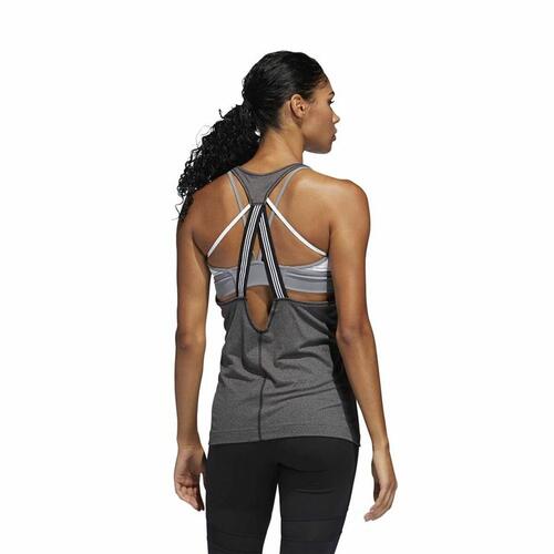 T-shirt til Damer uden Ærmer Adidas 3 Stripes Tank Mørkegrå L