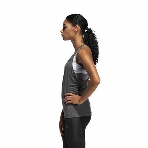 T-shirt til Damer uden Ærmer Adidas 3 Stripes Tank Mørkegrå L