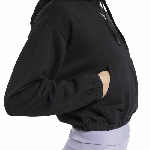 Hættetrøje til Kvinde Reebok Sportswear Cropped Sort L
