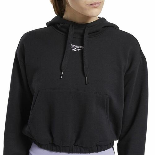 Hættetrøje til Kvinde Reebok Sportswear Cropped Sort L