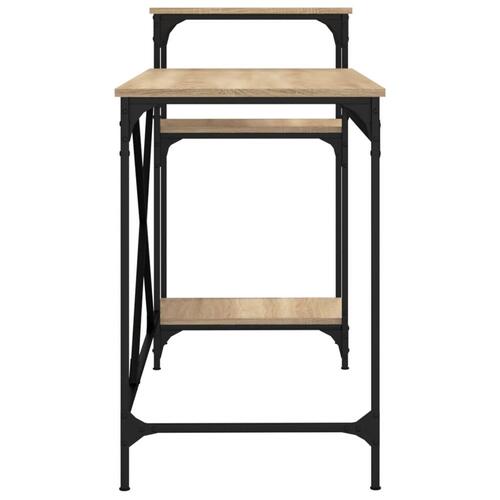 Skrivebord m. hylder 135x50x90cm konstrueret træ jern sonoma-eg