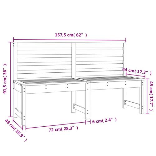 Havebænk 157,5 cm massivt fyrretræ