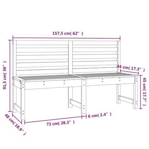 Havebænk 157,5 cm massivt fyrretræ hvid