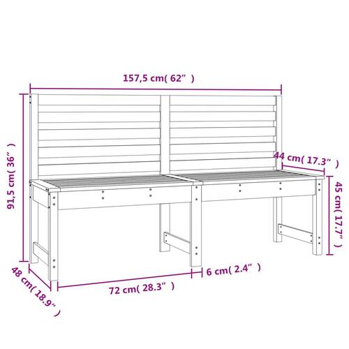 Havebænk 157,5 cm massivt douglasgran