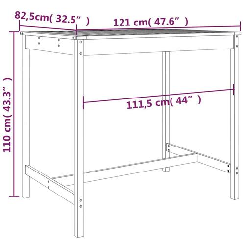 Havebord 121x82,5x110 cm massivt douglasgran