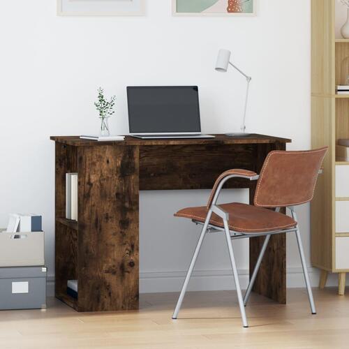 Skrivebord 100x55x75 cm konstrueret træ røget egetræsfarve