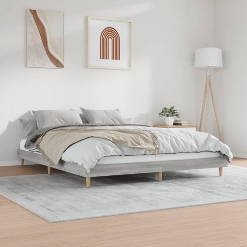 Sengestel 200x200 cm i konstrueret træ - grå sonoma-eg