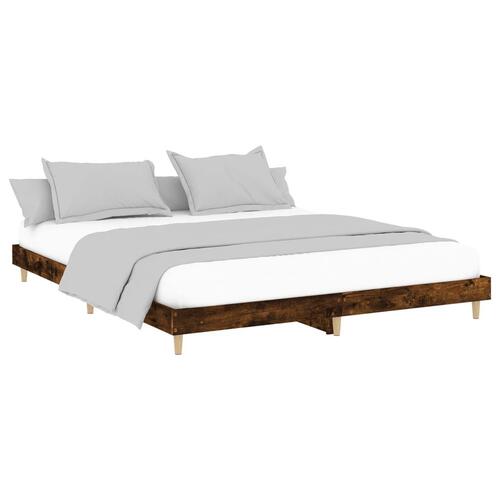 Sengeramme uden madras 200x200 cm konstrueret træ røget eg