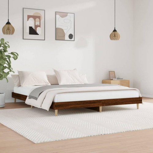Sengeramme 200x200 cm i konstrueret træ - brun eg