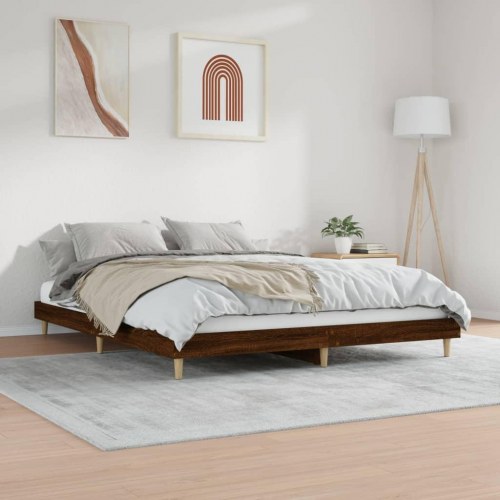 Sengeramme 200x200 cm i konstrueret træ - brun eg