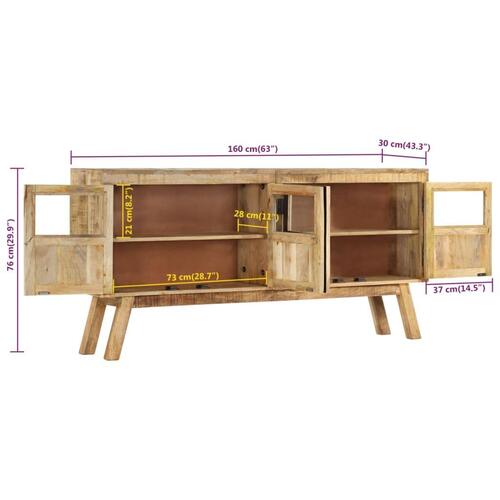 Skænk 160x30x76 cm massivt mangotræ brun og sort