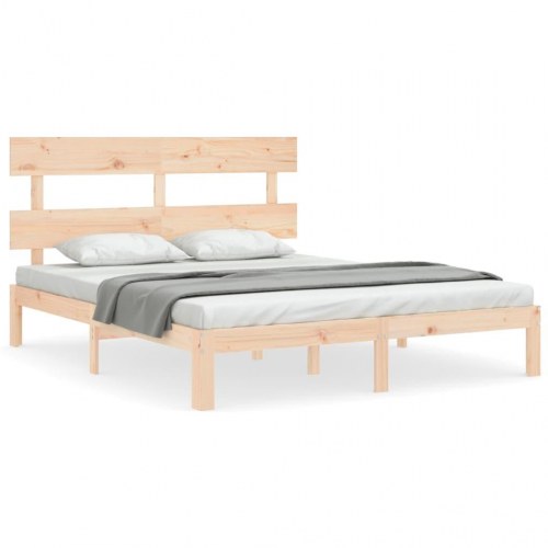 Sengeramme med sengegavl kingsize i massivt fyrretræ - 150 x 200 cm