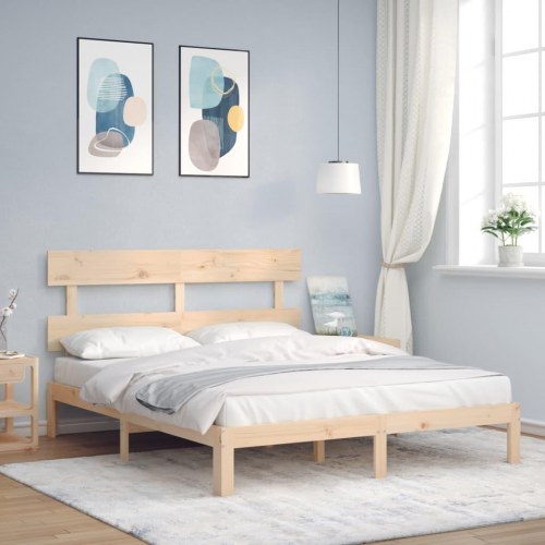 Sengeramme med sengegavl kingsize i massivt fyrretræ - 150 x 200 cm