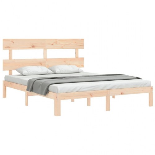 Sengeramme med sengegavl kingsize i massivt fyrretræ - 150 x 200 cm