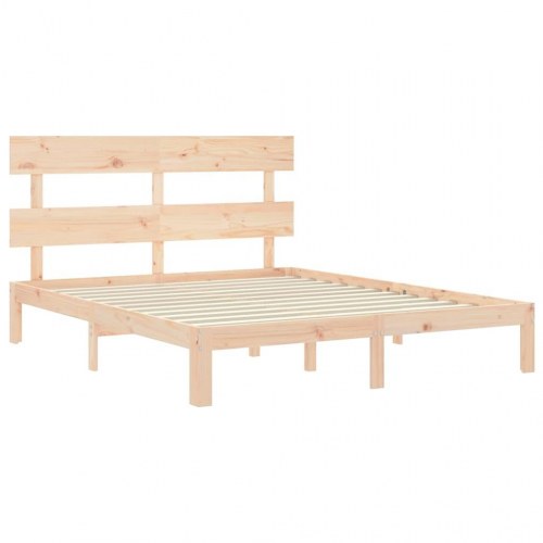 Sengeramme med sengegavl kingsize i massivt fyrretræ - 150 x 200 cm