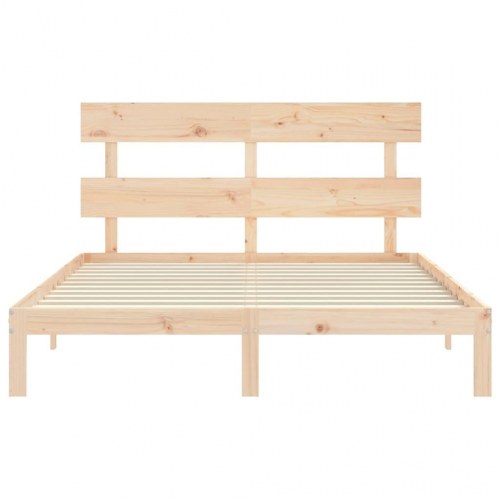Sengeramme med sengegavl kingsize i massivt fyrretræ - 150 x 200 cm