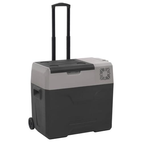 Køleboks med hjul og adapter 40 l polypropylen sort og grå