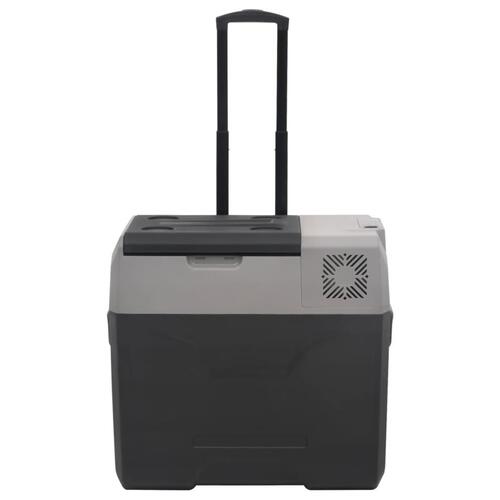Køleboks med hjul og adapter 40 l polypropylen sort og grå