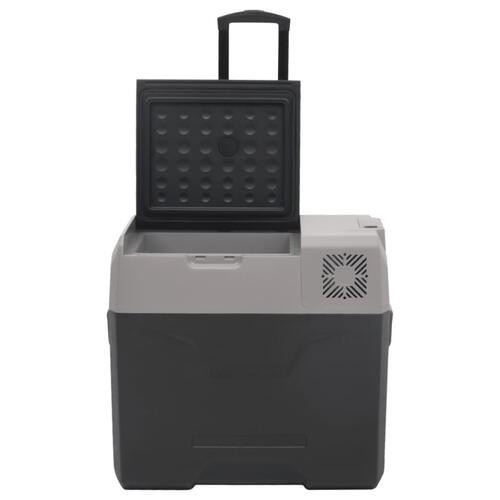Køleboks med hjul og adapter 40 l polypropylen sort og grå