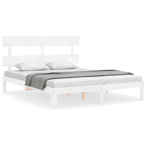 Sengeramme uden madras 160x200 cm massivt fyrretræ hvid