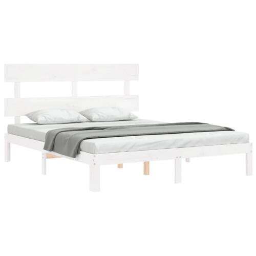 Sengeramme uden madras 160x200 cm massivt fyrretræ hvid