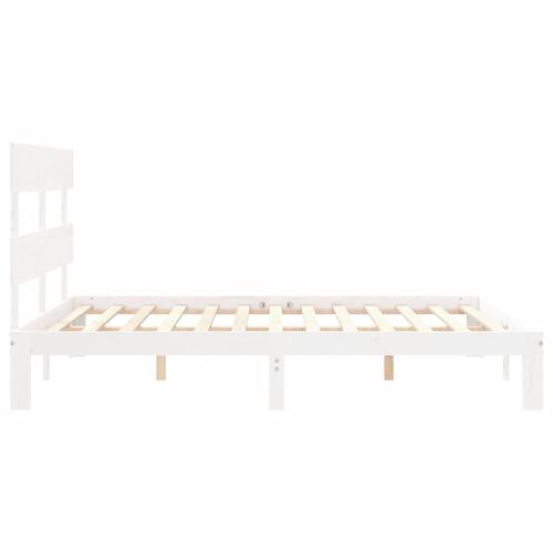 Sengeramme uden madras 160x200 cm massivt fyrretræ hvid