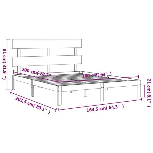 Sengeramme uden madras 160x200 cm massivt fyrretræ hvid