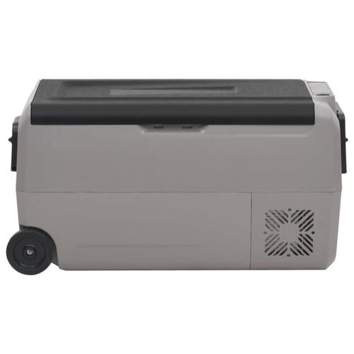 Køleboks med hjul og adapter 36 l PP og PE sort og grå