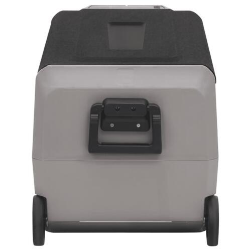 Køleboks med hjul og adapter 50 l PP og PE sort og grå