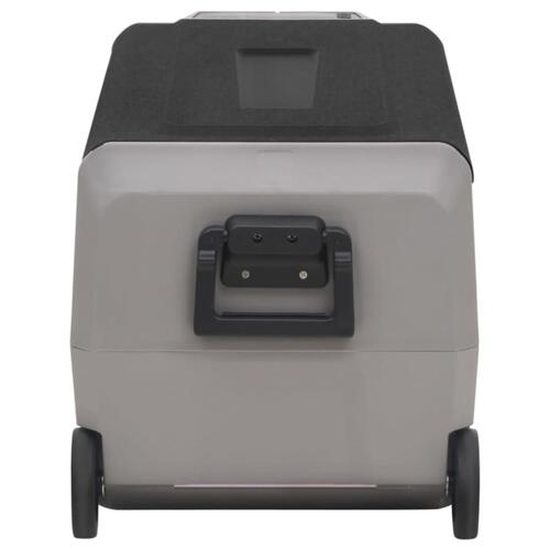 Køleboks med hjul og adapter 60 l PP og PE sort og grå